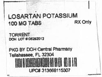 Losartan Potassium 100mg.jpg Label Image for 100mg - Losartan Potassium 100mg